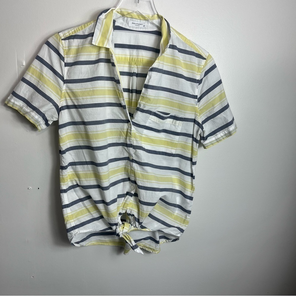 Equipment Short Sleeve Keira Tie Front Cotton Shirt size Small 1589